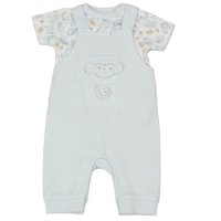 M14257: Baby Boys Waffle Fabric Top & Dungaree Outfit (0-6 Months)